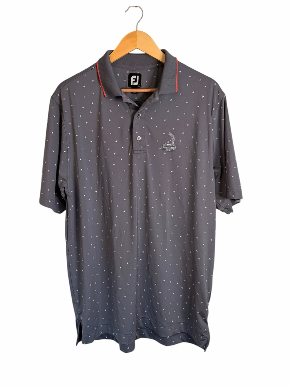 FootJoy Push Play Print Lisle Knit Collar Golf Polo Graphite/White Mens Large - Picture 1 of 9